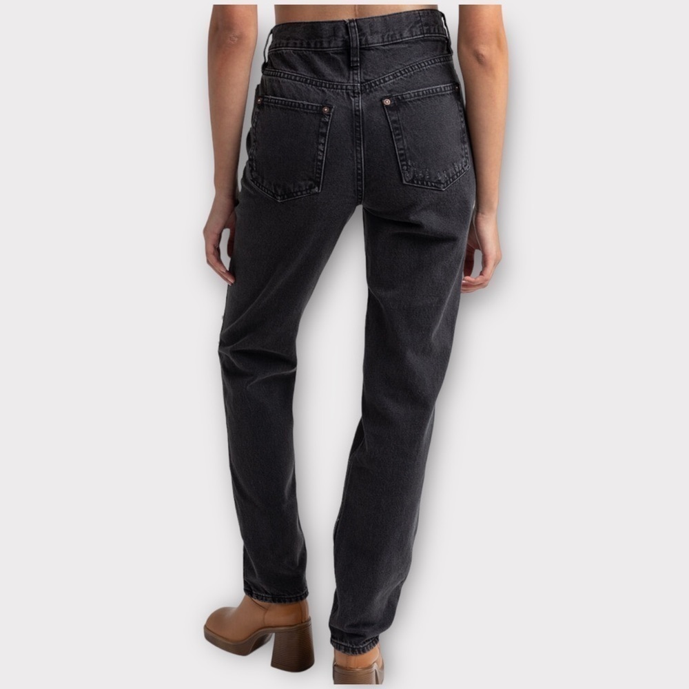 Free People The Lasso Jean Distressed Washed Black Straight Leg NWT - Picture 12 of 12